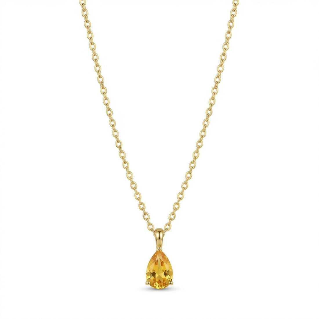 The Birthstones Teardrop Prong Set Gold Necklace