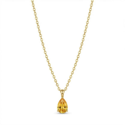 The Birthstones Teardrop Prong Set Gold Necklace