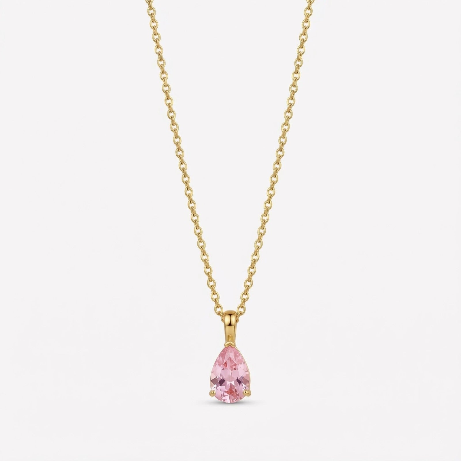 The Birthstones Teardrop Prong Set Gold Necklace