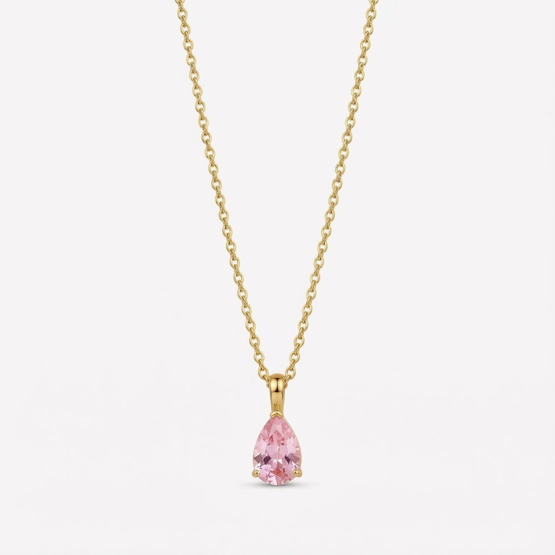 The Birthstones Teardrop Prong Set Gold Necklace