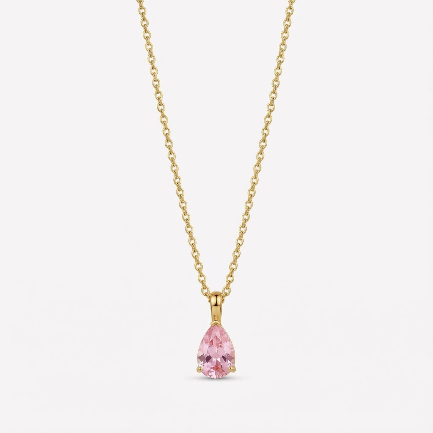 The Birthstones Teardrop Prong Set Gold Necklace