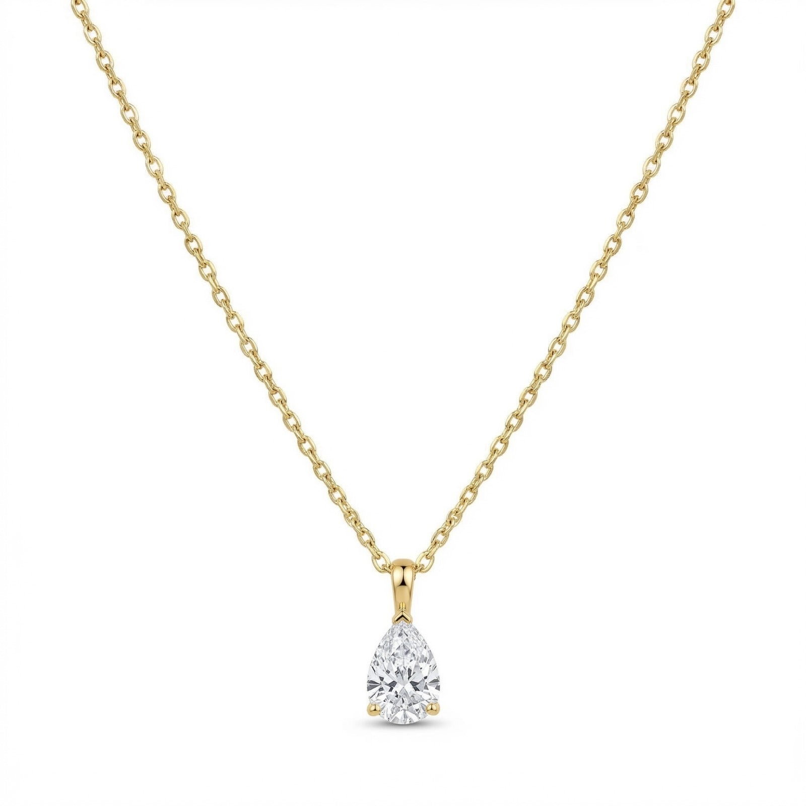 The Birthstones Teardrop Prong Set Gold Necklace