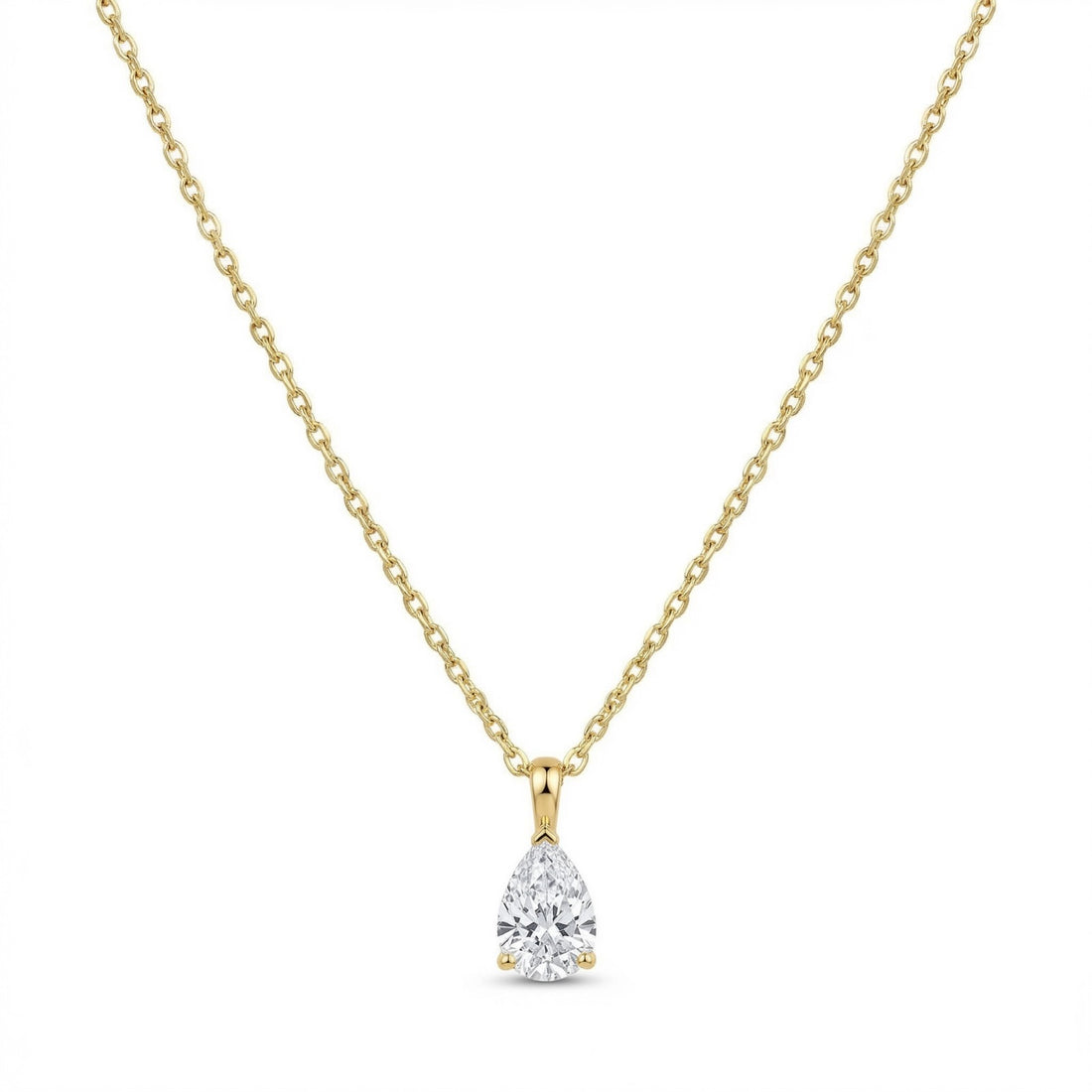The Birthstones Teardrop Prong Set Gold Necklace