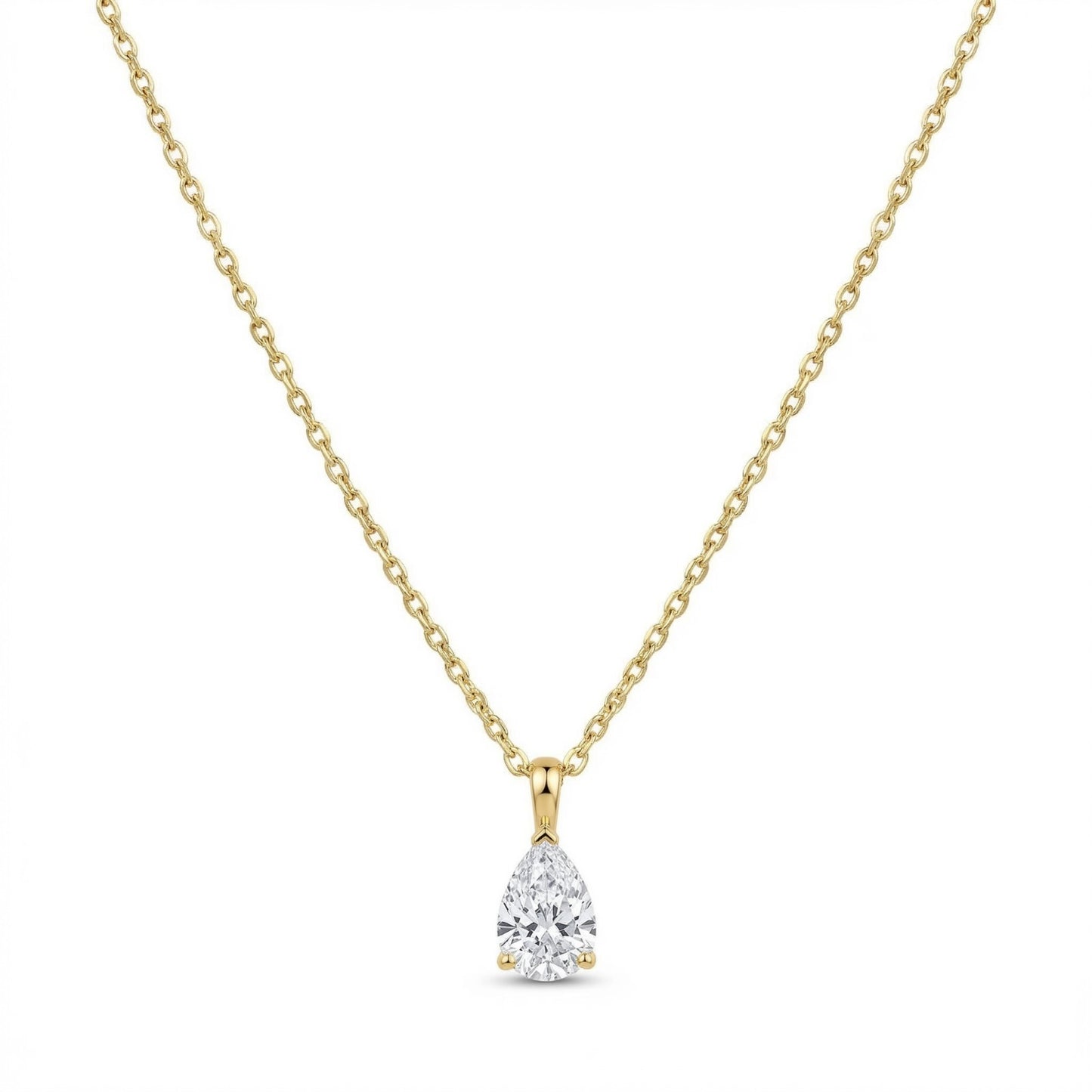 The Birthstones Teardrop Prong Set Gold Necklace