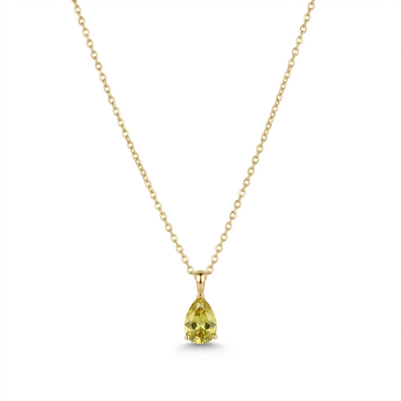 The Birthstones Teardrop Prong Set Gold Necklace