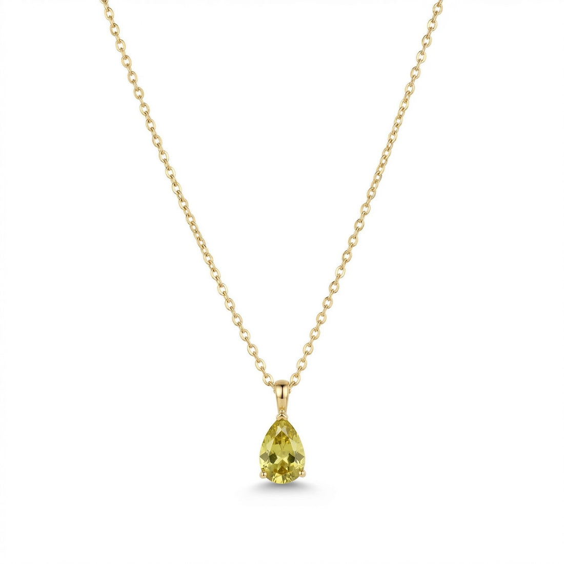 The Birthstones Teardrop Prong Set Gold Necklace