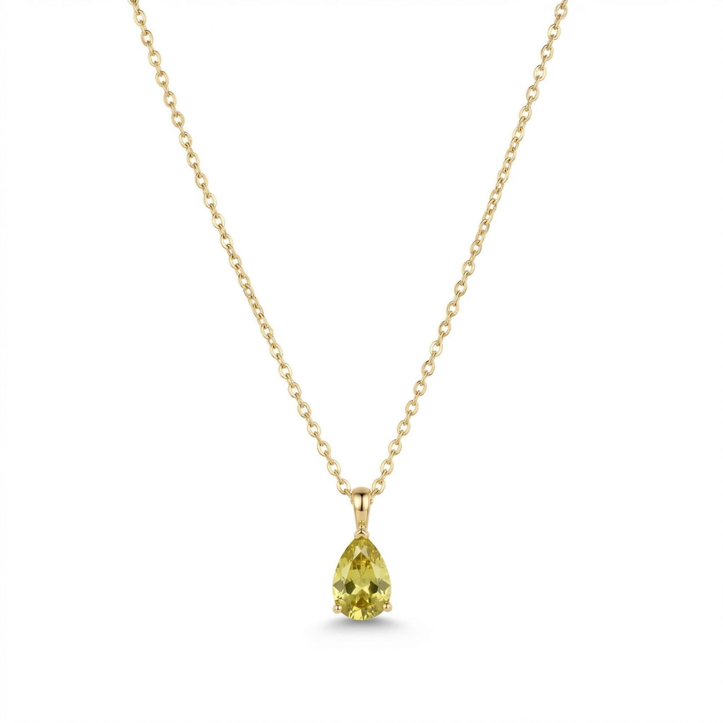 The Birthstones Teardrop Prong Set Gold Necklace