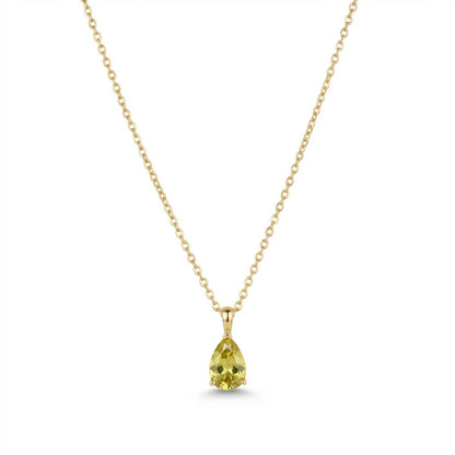 The Birthstones Teardrop Prong Set Gold Necklace