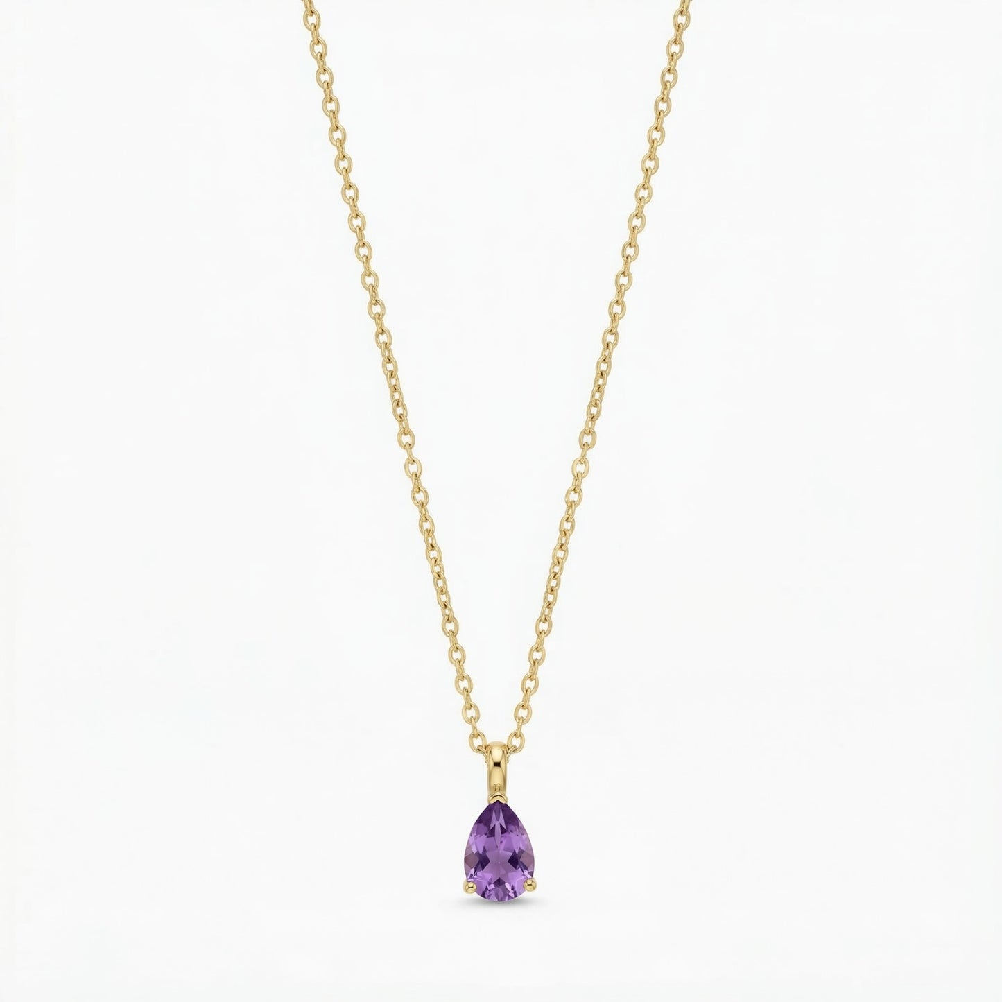 The Birthstones Teardrop Prong Set Gold Necklace