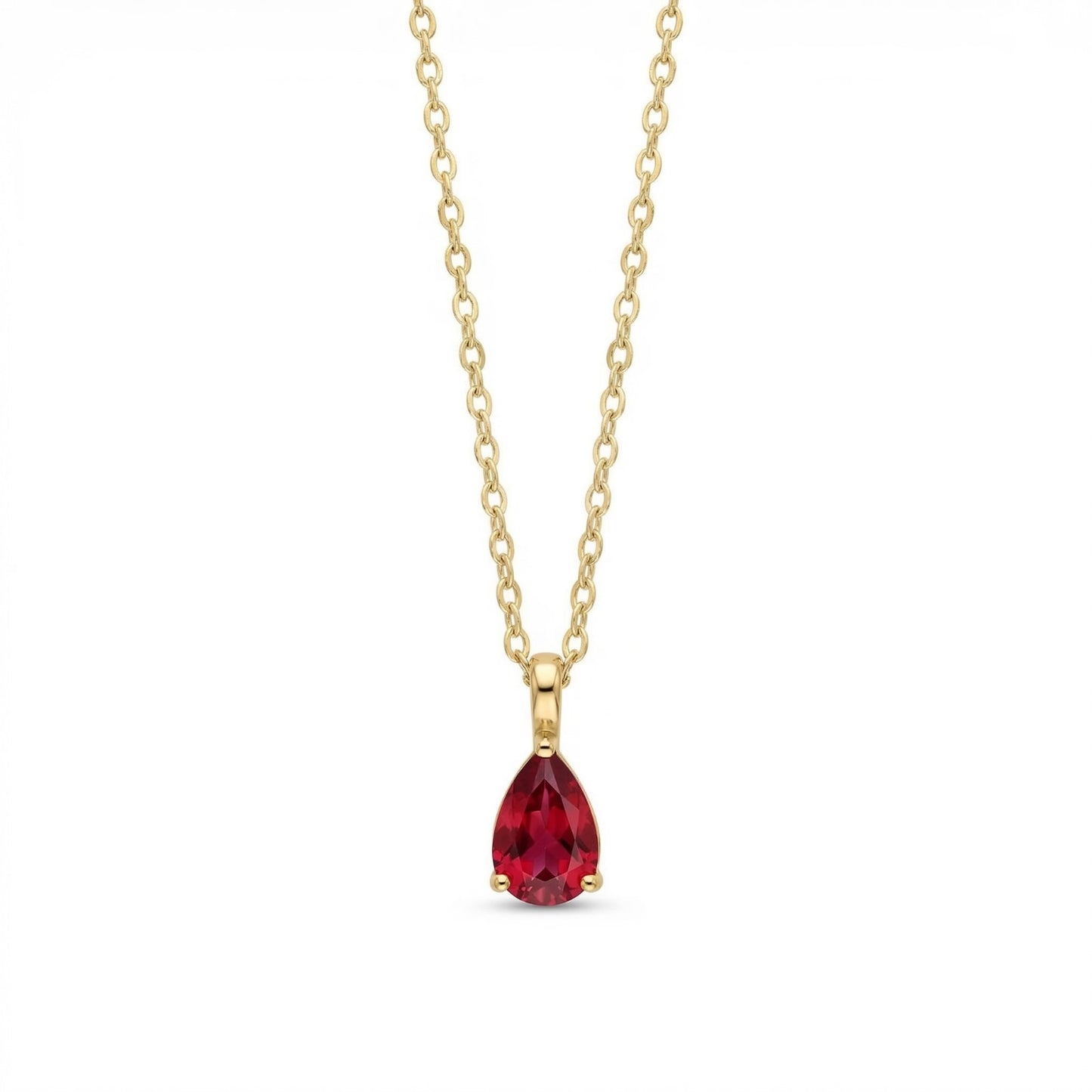 The Birthstones Teardrop Prong Set Gold Necklace