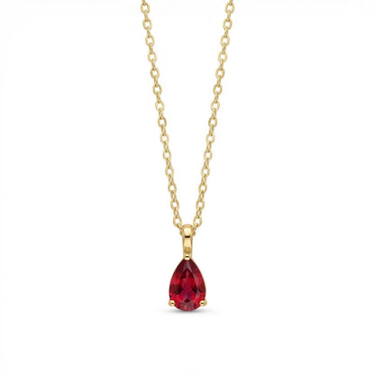 The Birthstones Teardrop Prong Set Gold Necklace