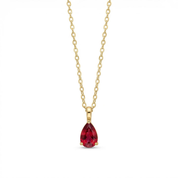 The Birthstones Teardrop Prong Set Gold Necklace
