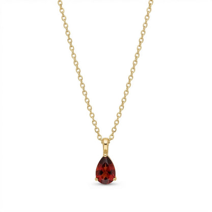 The Birthstones Teardrop Prong Set Gold Necklace