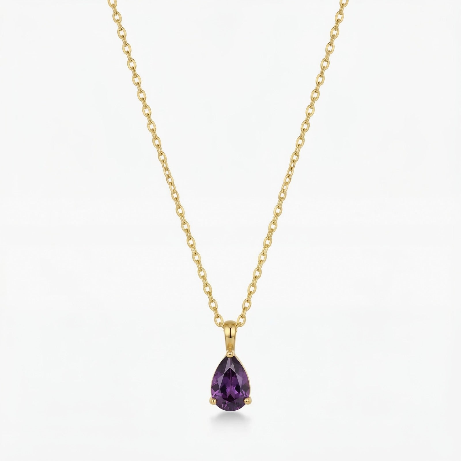 The Birthstones Teardrop Prong Set Gold Necklace