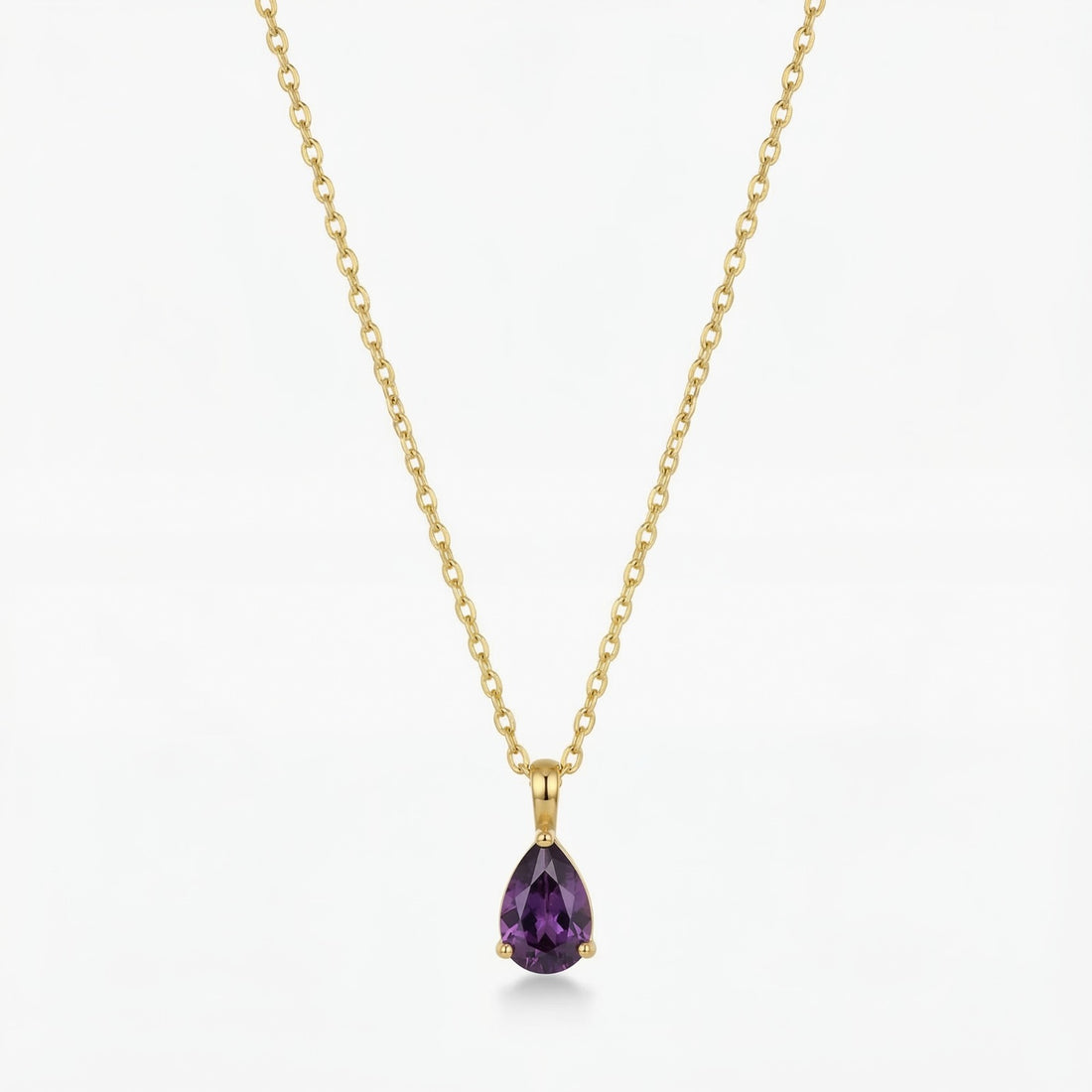 The Birthstones Teardrop Prong Set Gold Necklace