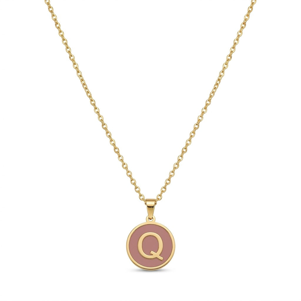 Alphabet Letter Necklace - Round Mother of Pearl