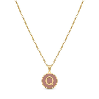 Alphabet Letter Necklace - Round Mother of Pearl