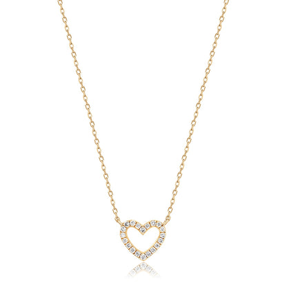14K Diamond Dainty Heart in Gold Necklace
