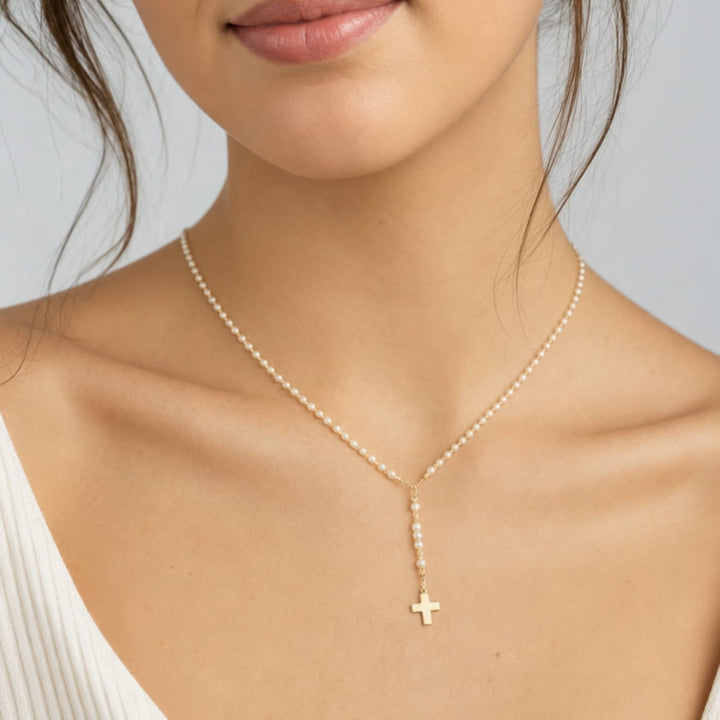 Rosary with Pearls and Gold Beads