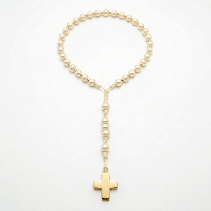 Rosary with Pearls and Gold Beads