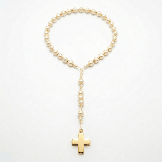 Rosary with Pearls and Gold Beads