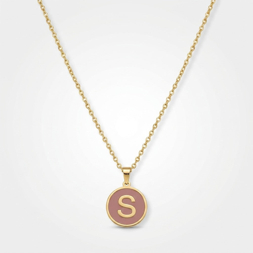 Alphabet Letter Necklace - Round Mother of Pearl