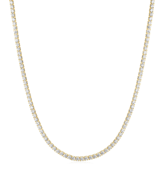 Silver Metal 14k Plated Tennis Gold Necklace