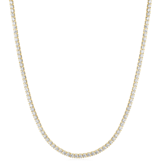 Silver Metal 14k Plated Tennis Gold Necklace