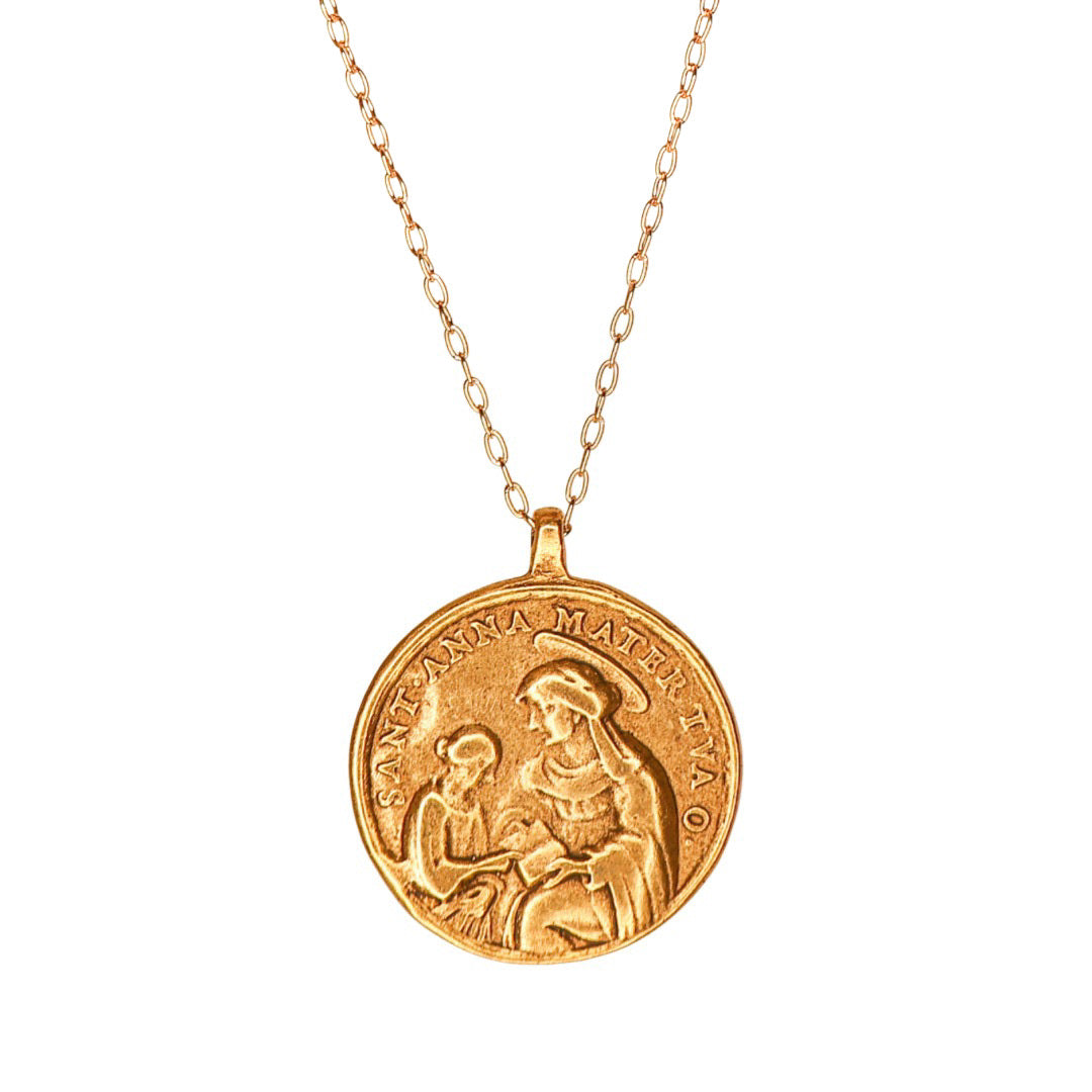 Sacred Heart Gold Large Coin Necklace