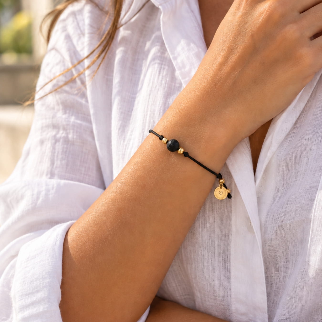 Savannah Cord Bracelet with Black Lava Bead