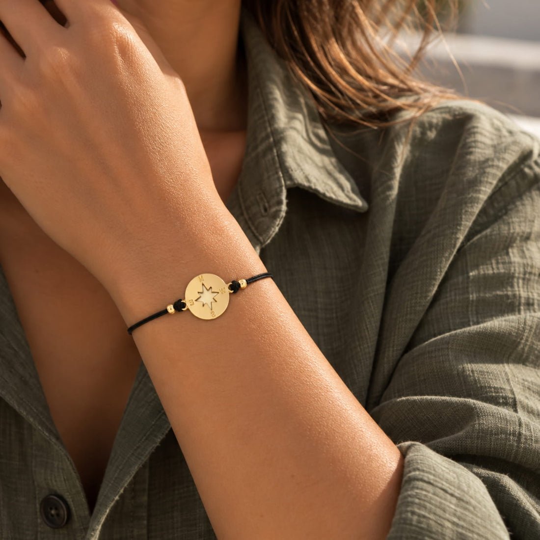 Savannah Cord Bracelet with Compass
