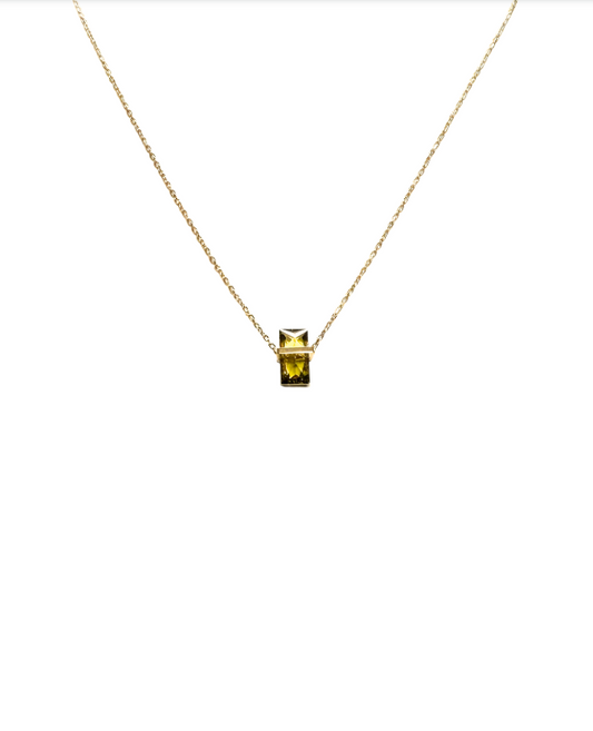 The Green Square Stone Necklace