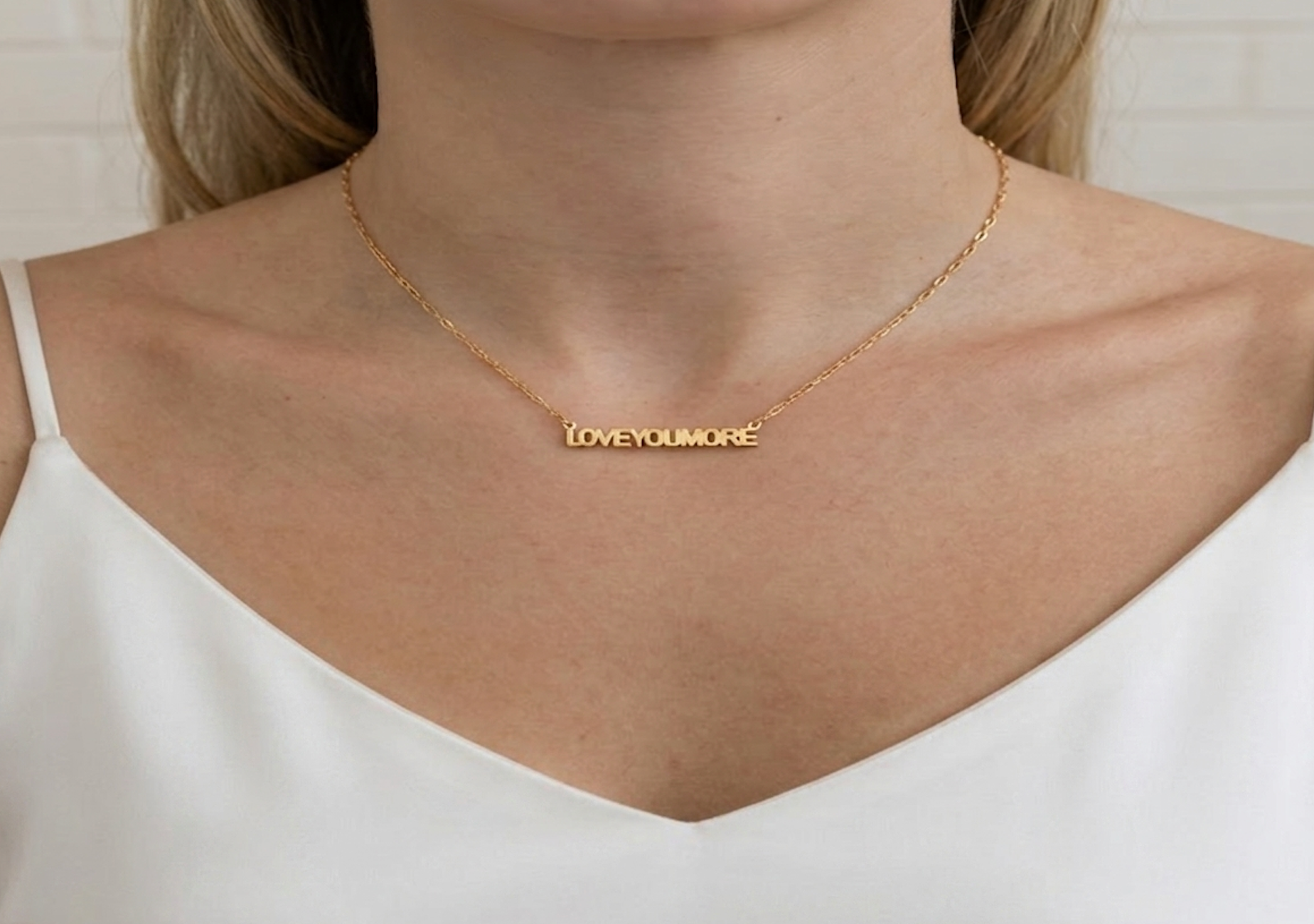 Love You More Bar Necklace