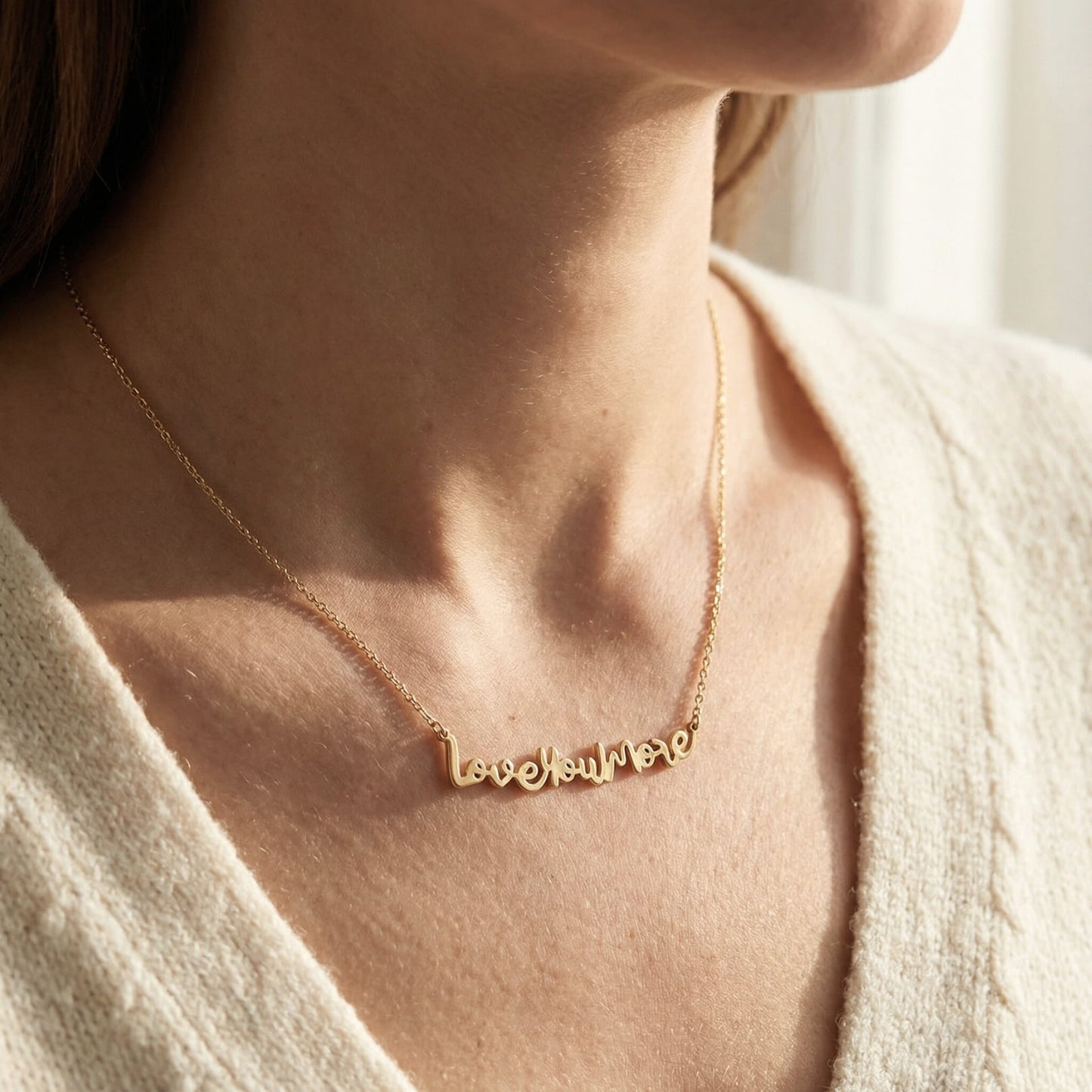 Script Love You More Bar Necklace