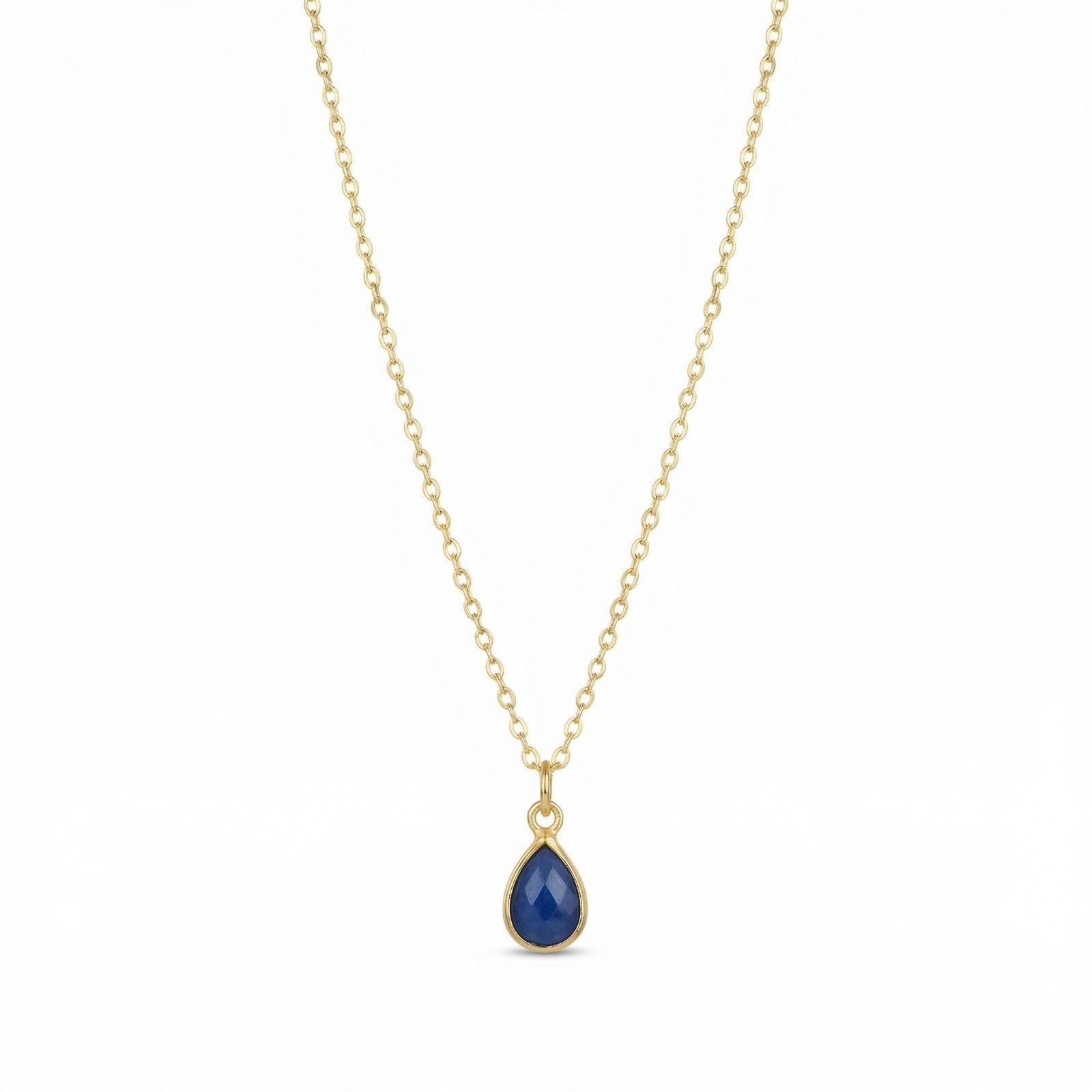 The Birthstones Teardrop Bezel Set Gold Necklace