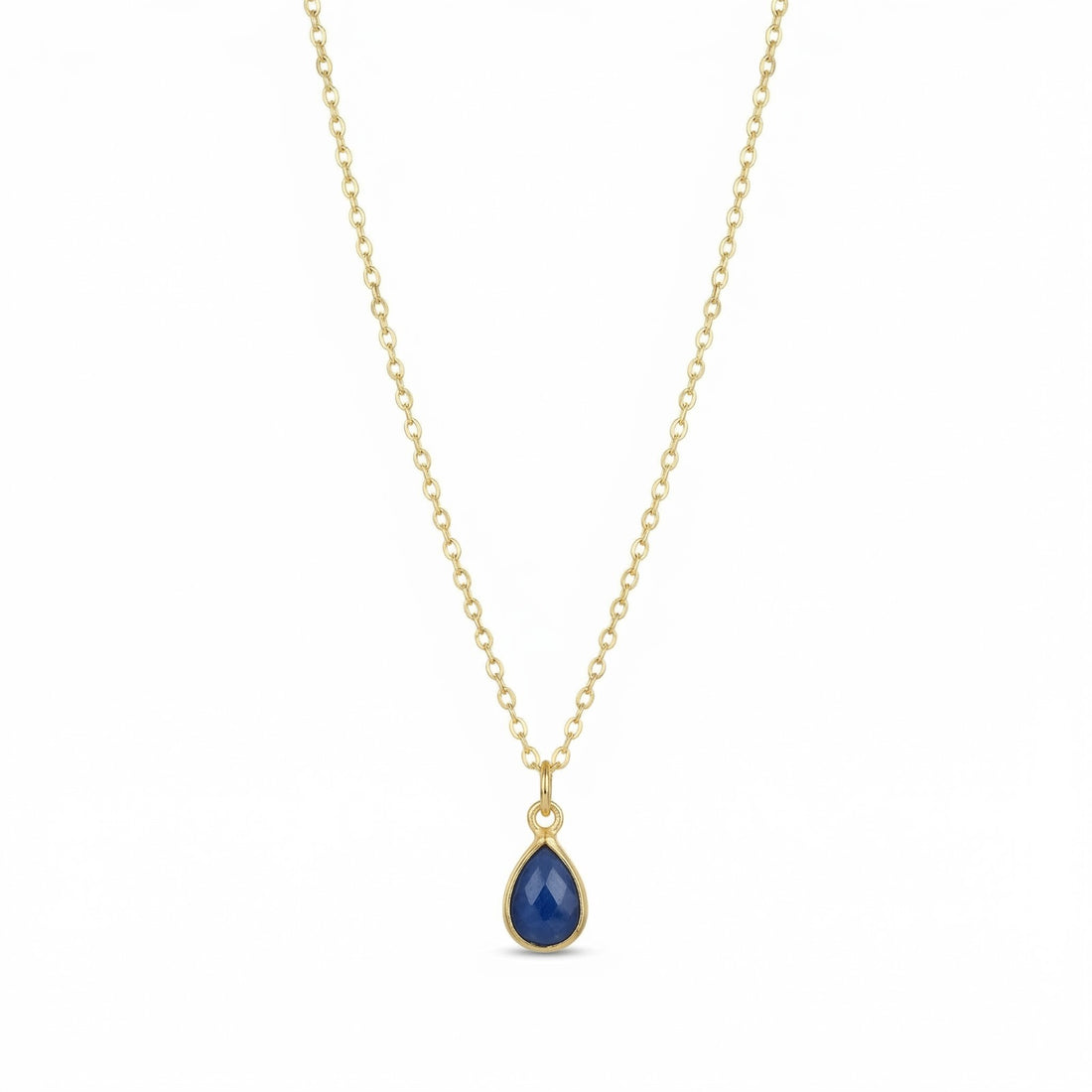 The Birthstones Teardrop Bezel Set Gold Necklace
