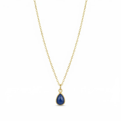 The Birthstones Teardrop Bezel Set Gold Necklace