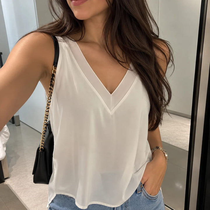 Sheer V Neck Top