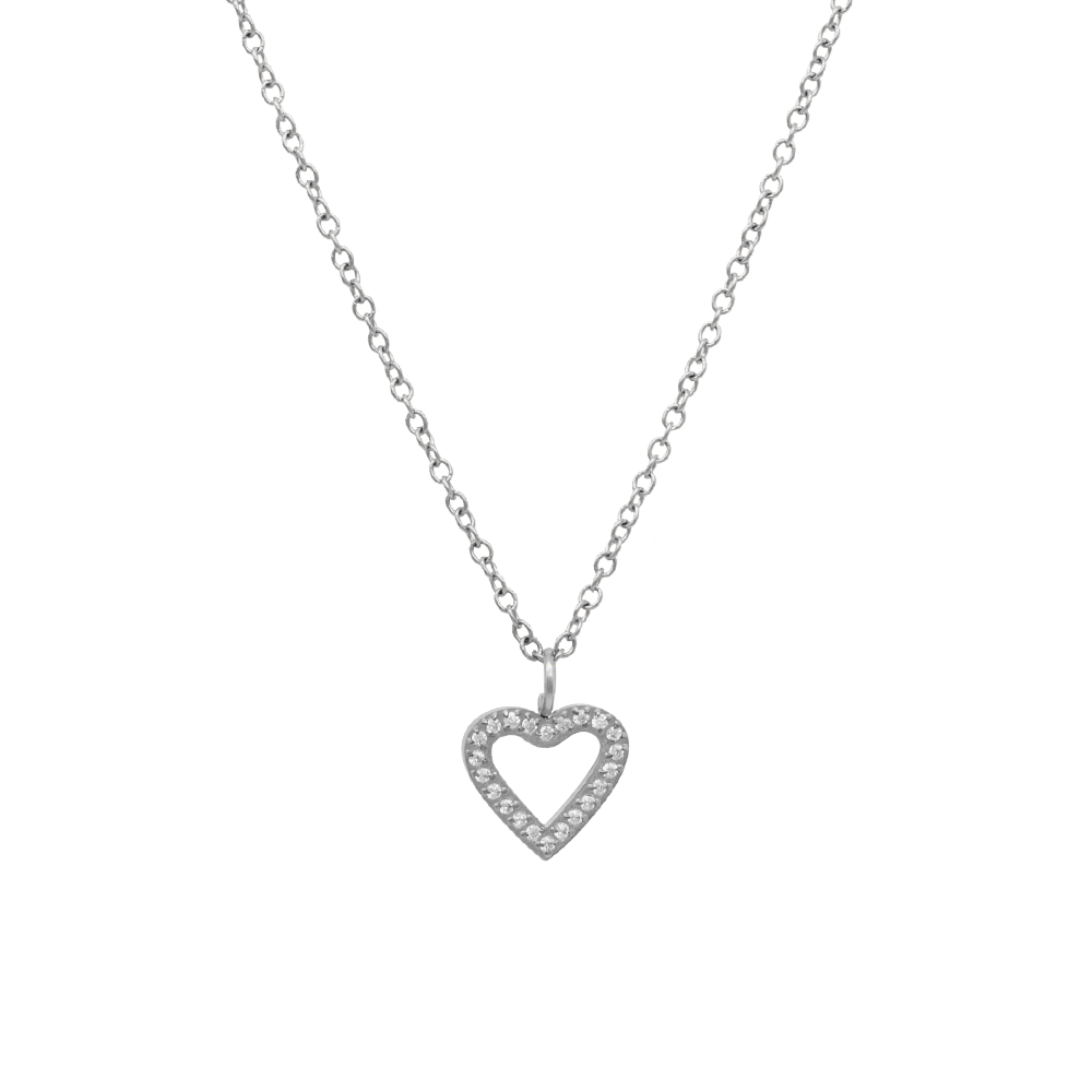 Dainty Silver Silhouette Heart Necklace