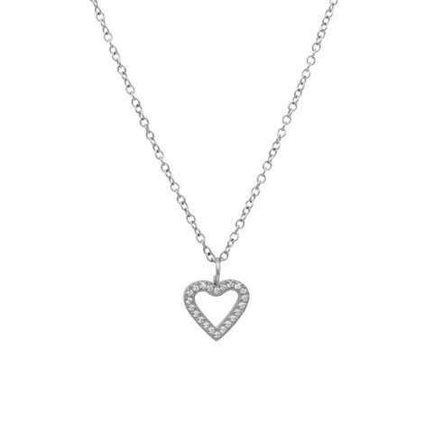 Dainty Silver Silhouette Heart Necklace