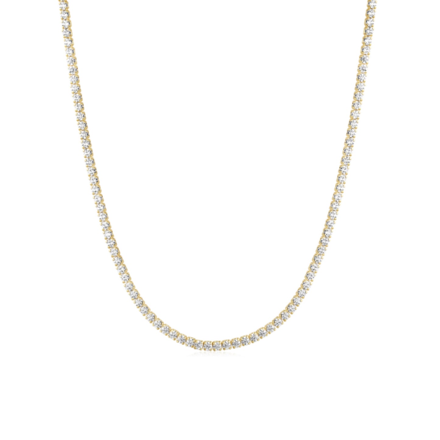 Silver Metal 14k Plated Dainty Tennis Gold Necklace