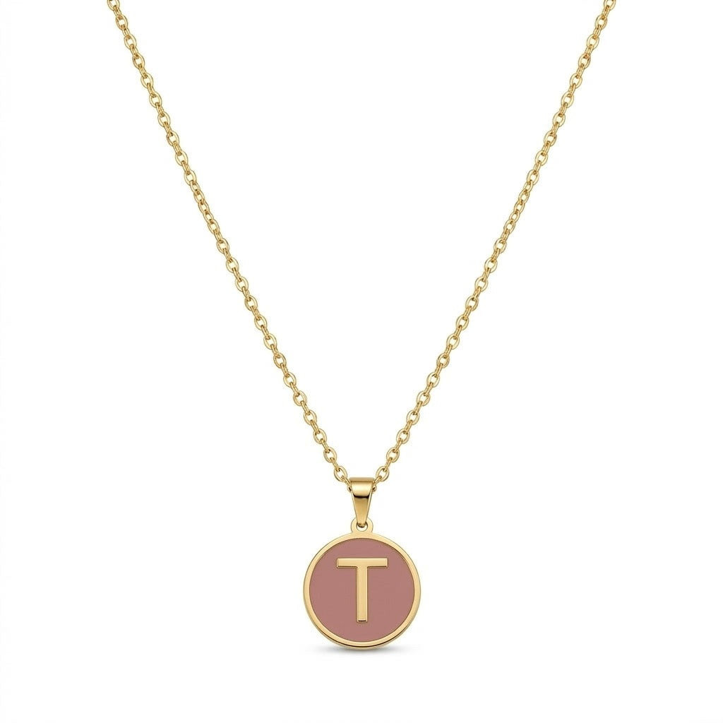 Alphabet Letter Necklace - Round Mother of Pearl