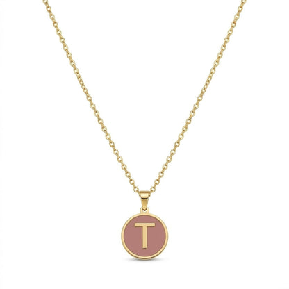 Alphabet Letter Necklace - Round Mother of Pearl