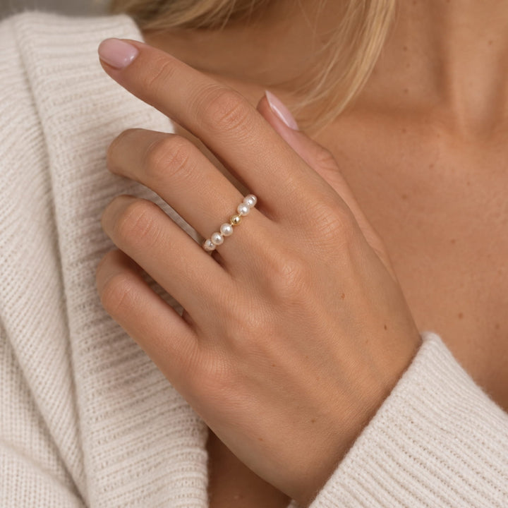 The Beaded Pearl Gold Ring