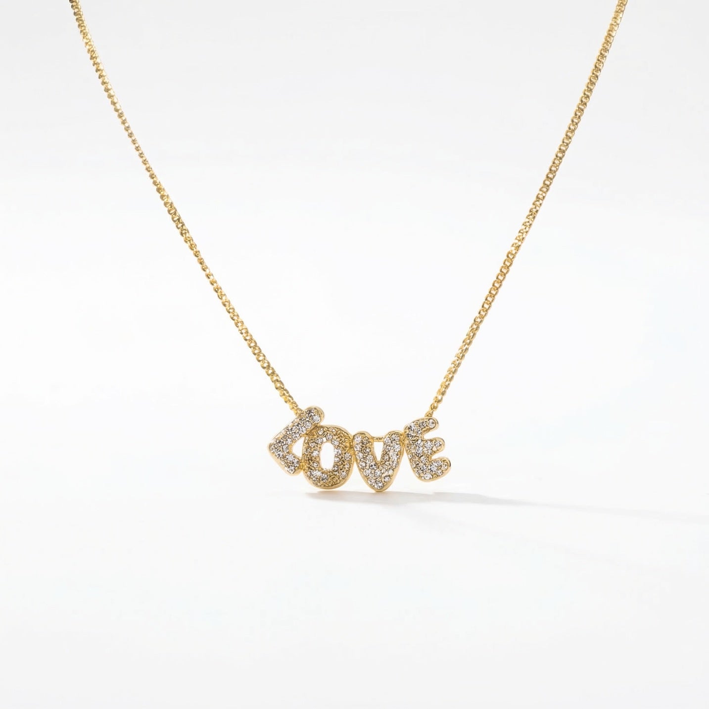 The Bubble Love with Rhinestone Gold Necklace