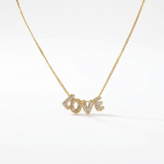 The Bubble Love with Rhinestone Gold Necklace