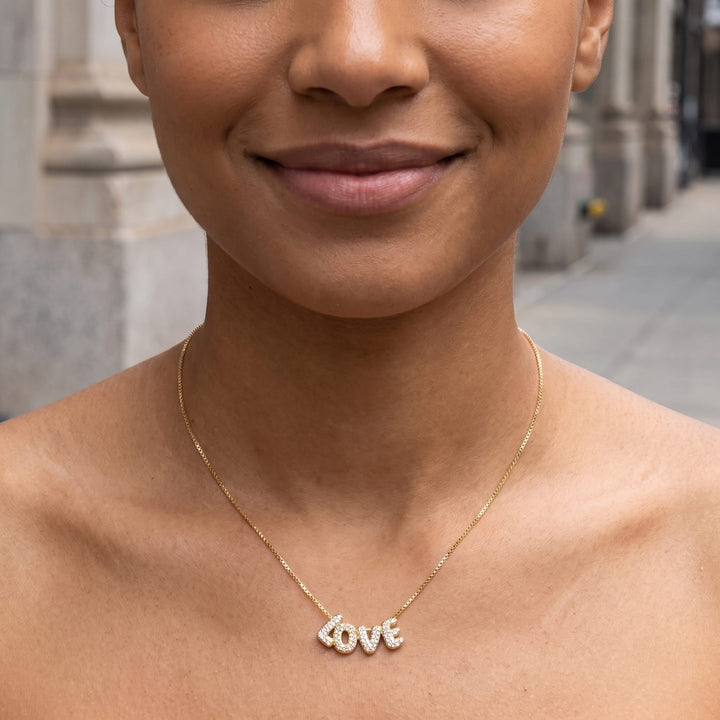 The Bubble Love with Rhinestone Gold Necklace