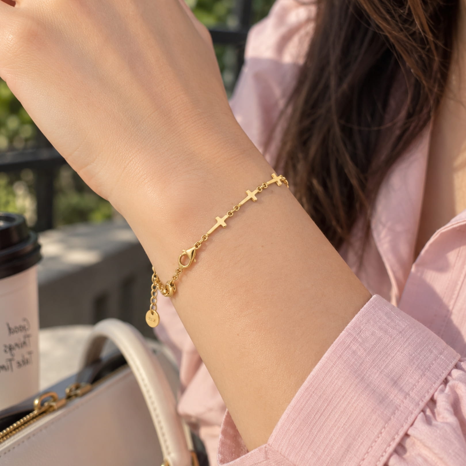 The Crosses in a Row Gold Bracelet