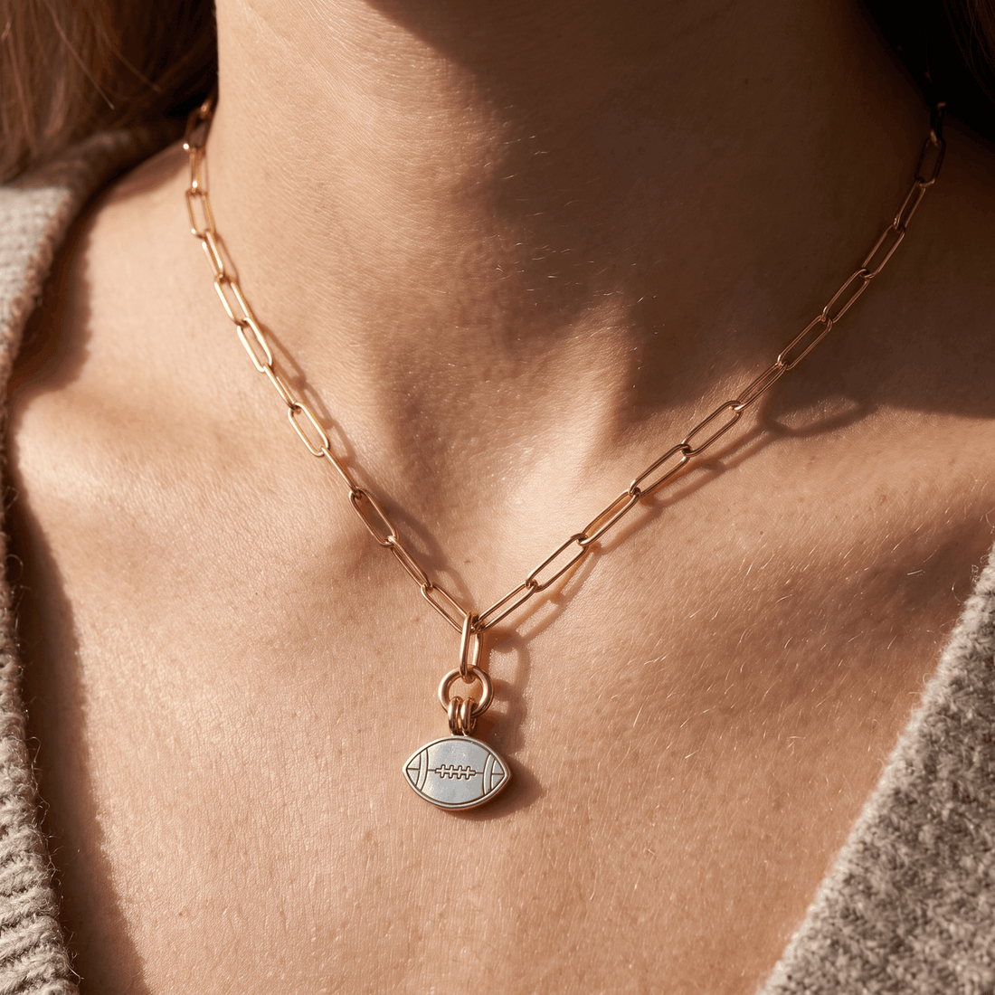 The Football Silver & Gold Charm Necklace