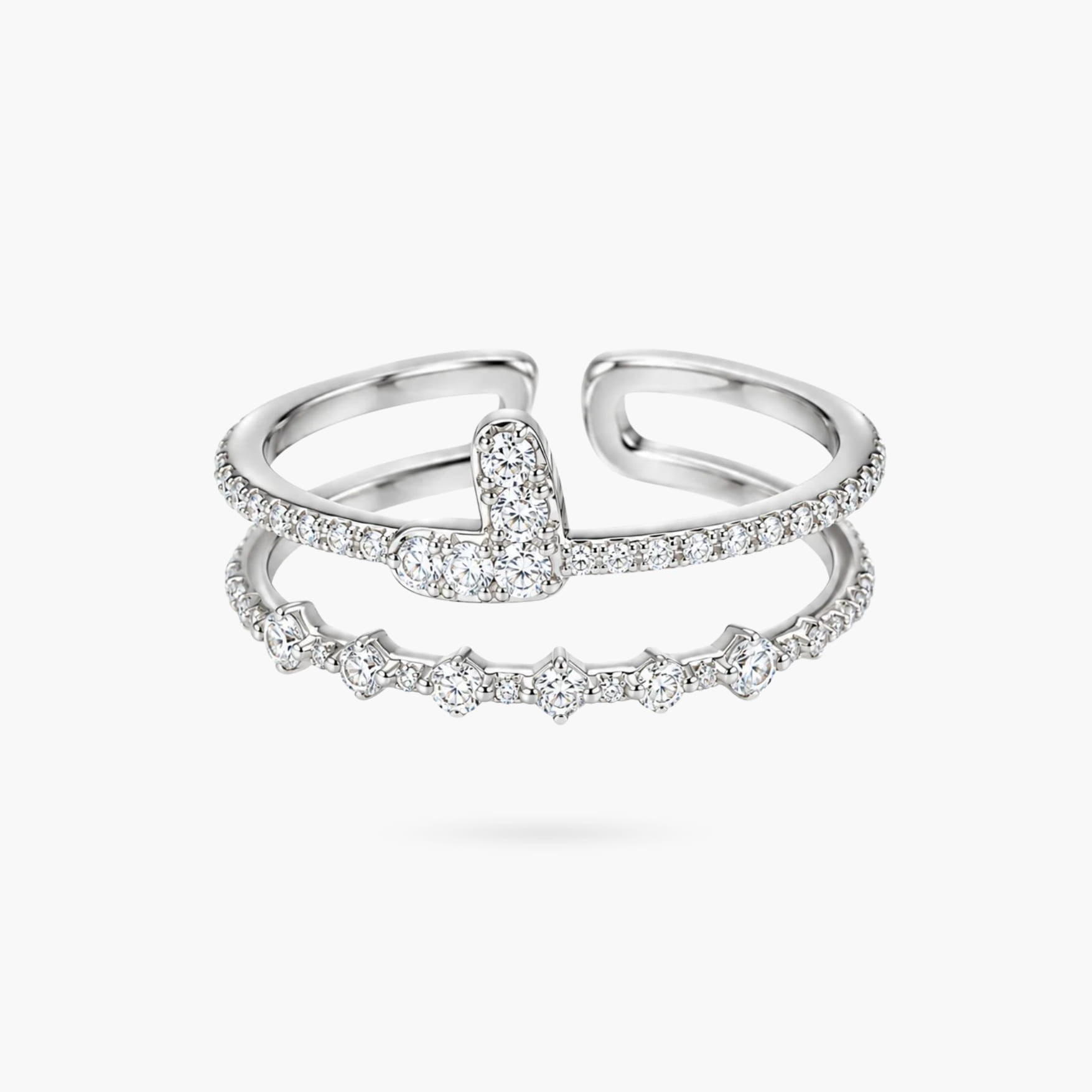 The Heart Bling Stacked Ring